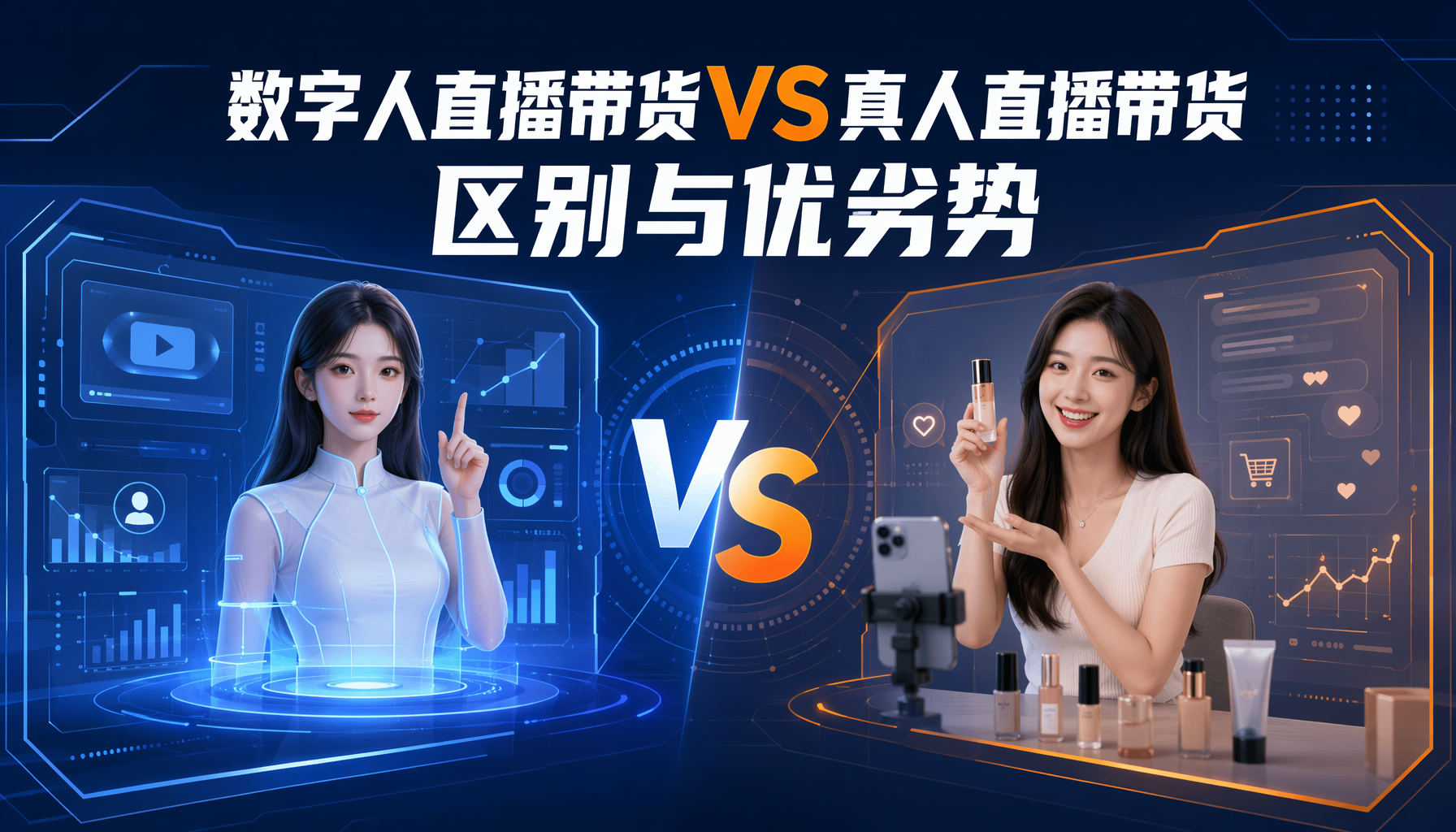 数字人直播带货VS真人直播带货区别与优劣势 数字人直播带货VS真人直播带货区别与优劣势